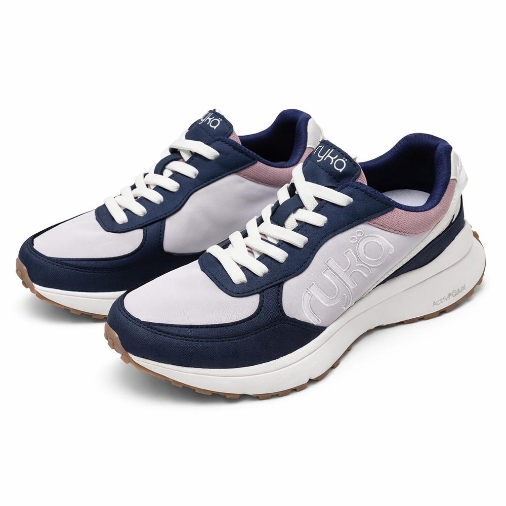Ryka Jog On Sneakers Women’s Size 8 Lilac Navy Walking Shoes Sport Lifestyle Com